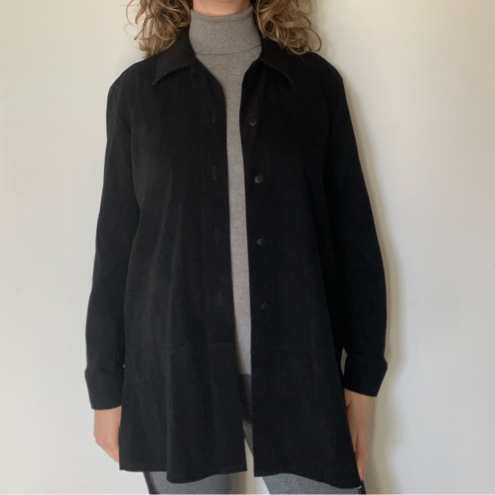 Vintage Suzy petite suede Black Button-Up Blazer in size Medium